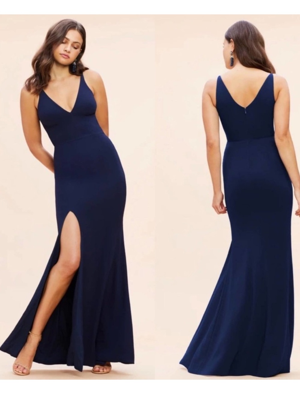 NWT Dress the Population Iris Maxi Gown in Midnight Blue Sz M